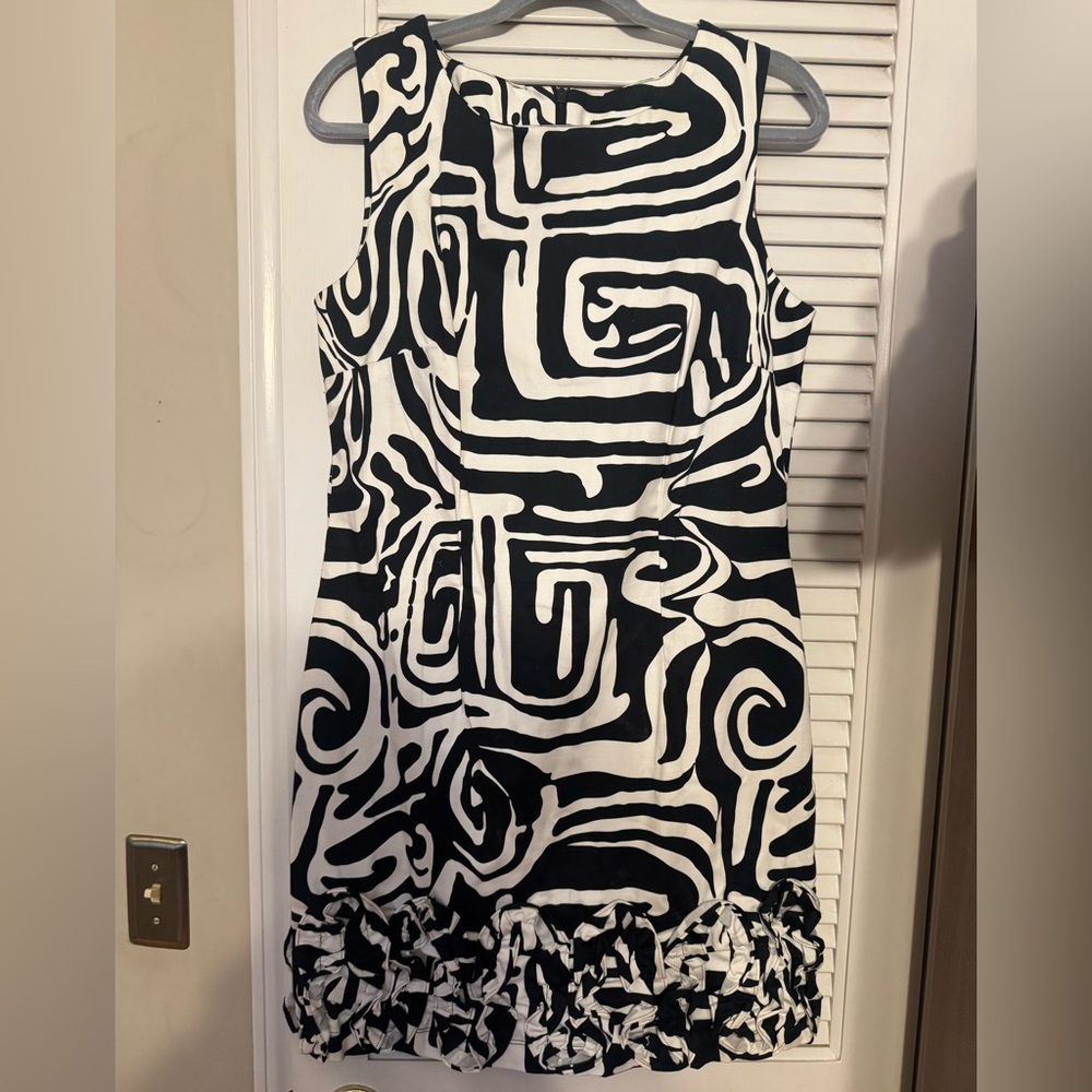 Tiana B. Black and White Swirl Mini Dress
